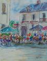 Jour de marché ( Saint Gilles Croix de Vie ) Aquarelle et feutre  61 cm x 45 cm