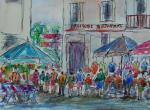 Jour de marché ( Saint Gilles Croix de Vie ) Aquarelle et feutre  61 cm x 45 cm