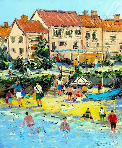 Plage des roches bleues  ( collioure ) 55 x 46