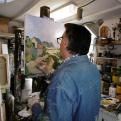 Félix qui peint un tableau a l'atelier  le 14 juin 2020 (Titre  St Gemmes sur Loire ) 73 x 60