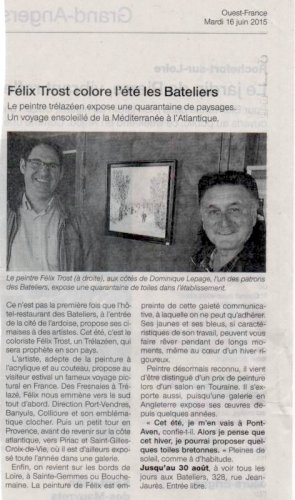 Article  de presse expo 2015  les Bateliers