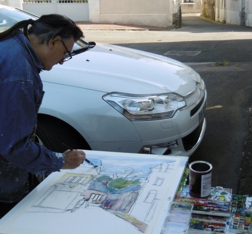 Concours en pleine air aux ponts de Cé,le 10 mai 2018 Titre ..Rue au port des noues ( Les ponts de Cé ) 73 x 52