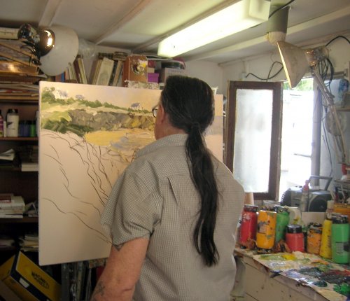 Peinture a l'atelier plage du kerou le Pouldu ( Bretagne ) 92 x 73