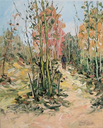 Promeneur en forêt 65 x 54