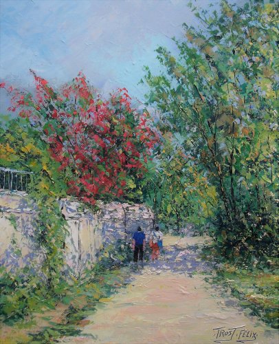 Promeneurs a Ecouflant ( Maine et Loire ) 61 x 50